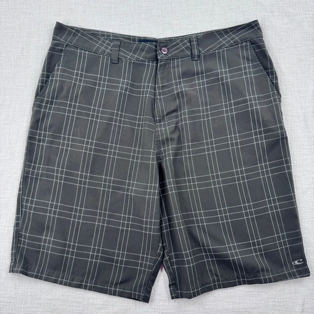 Vintage Y2K ONeill Conquest Hybrid Shorts Men 38 Grey Plaid Walkshorts 7341900